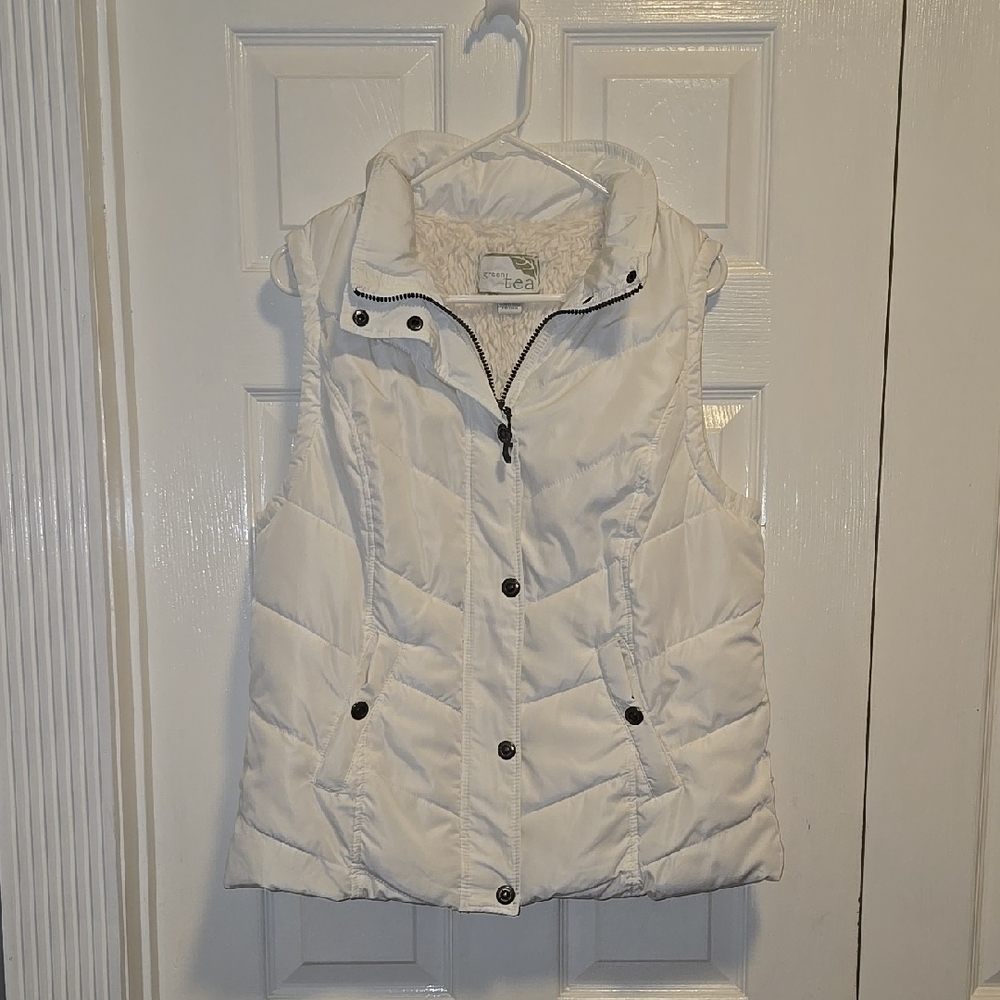 White Quilted Vest by GREENTEA